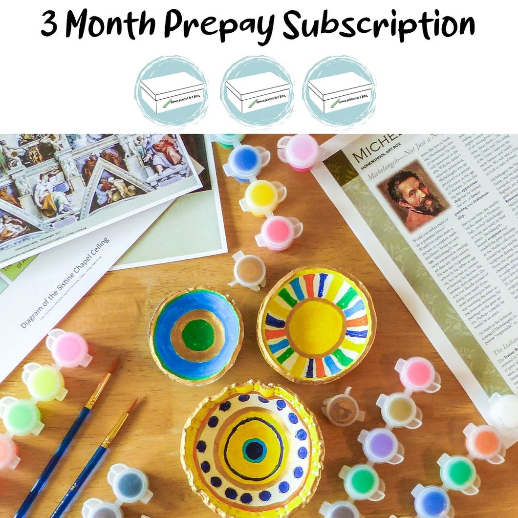 Three Month Pre-paid Art Box Subscription